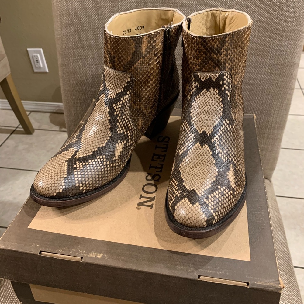 Stetson Women's Brown Python Belly Ankle Boots